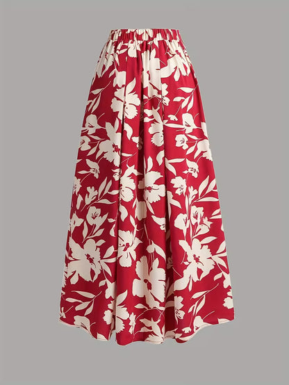 Women's Premium Printed Crop Top & Maxi Skirt Set