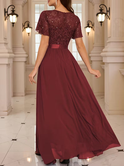 Elegant Lace Chiffon Bridesmaid Gown
