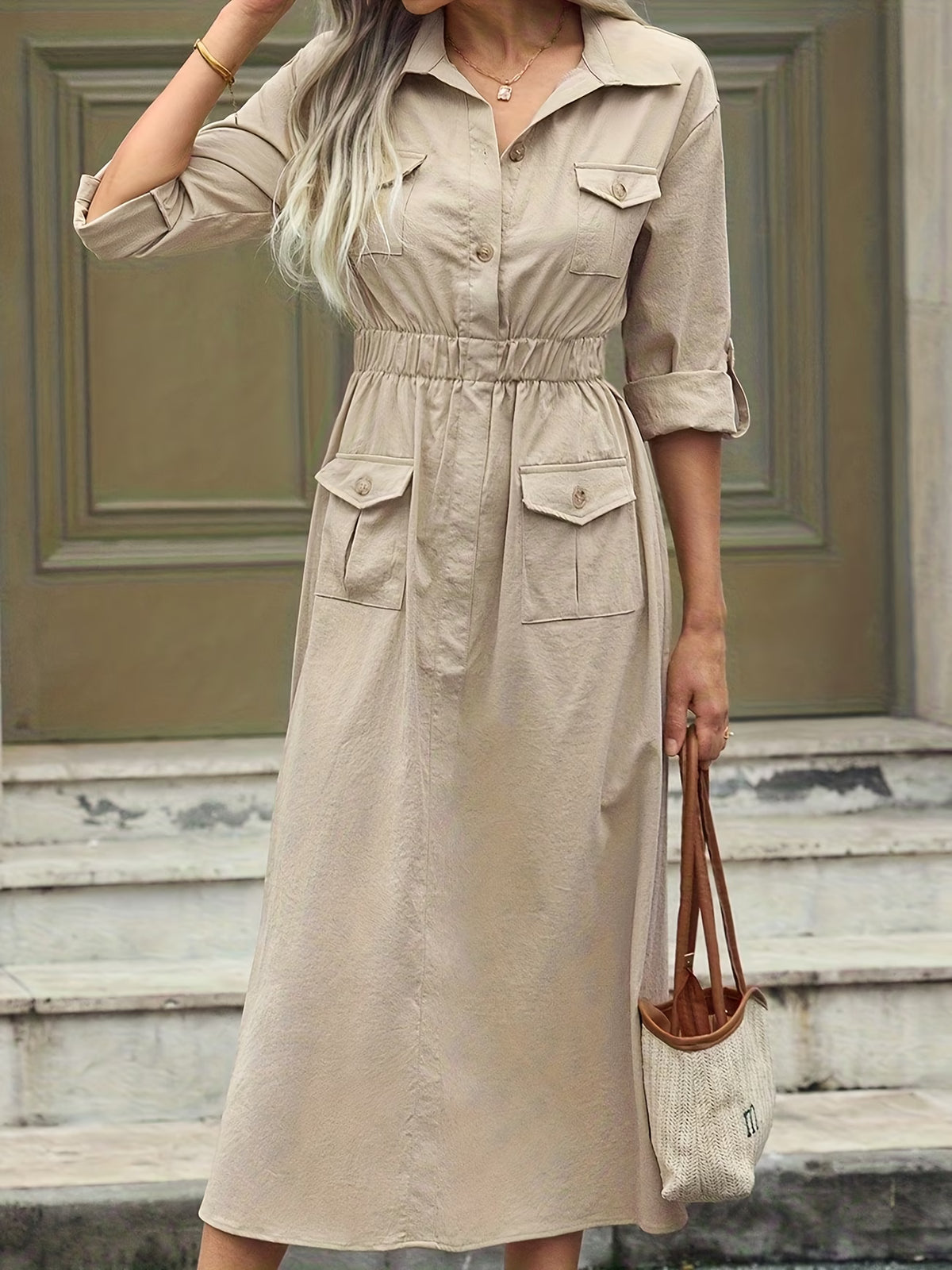 Women’s Elegant Utility Shirt Dress