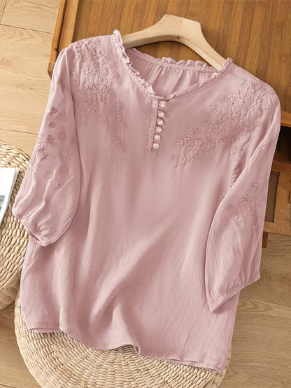 Women's Soft Cotton Embroidered Top