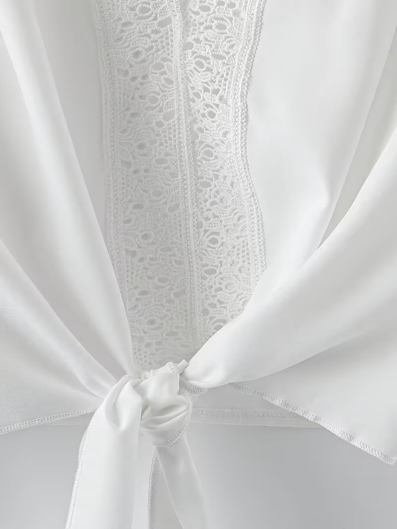 Chic Plus Size Lace Trim Two-Piece Set | Casual & Vacation Wear