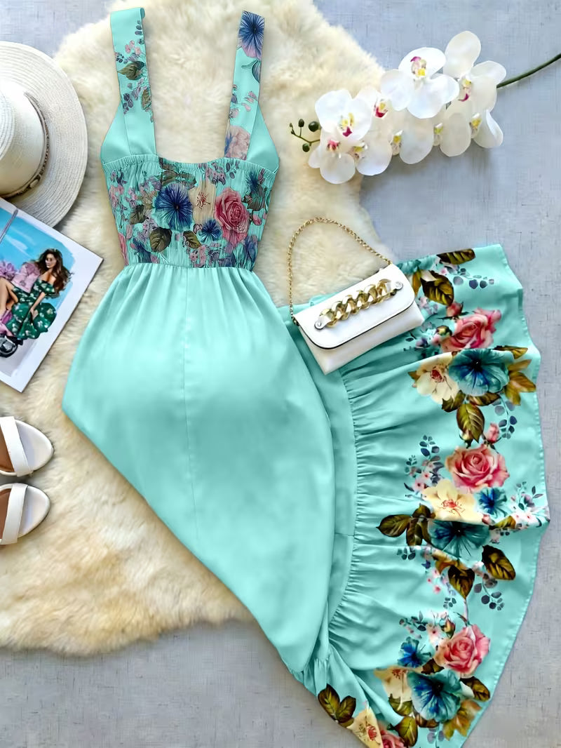 Women's Floral V-Neck Vacation Dress