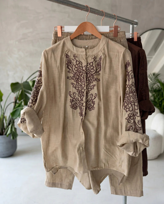 Women's Premium Embroidered Viscose Co-Ord Set