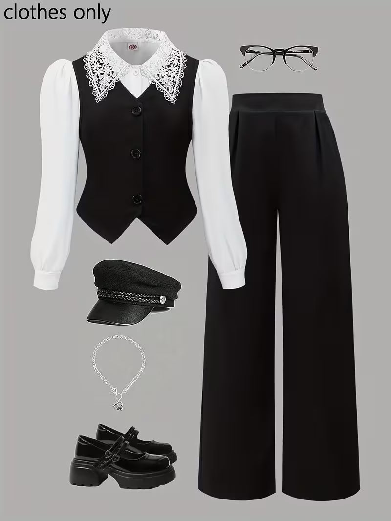 Women's Elegant Long Sleeve Top & Pants Set