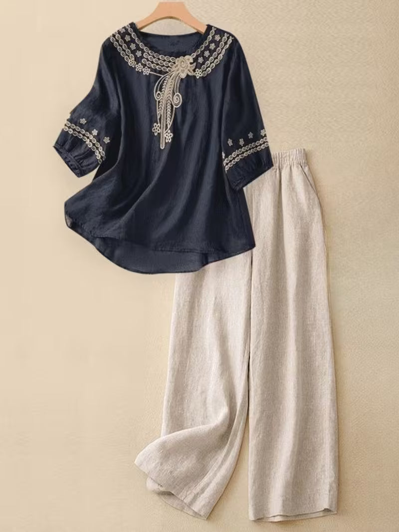 Women's Embroidered Loose Fit Outfit Set