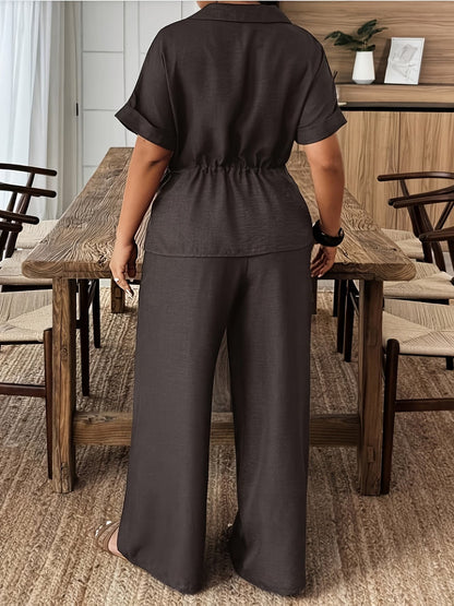 Chic Drawstring Wide-Leg Co-Ord Set