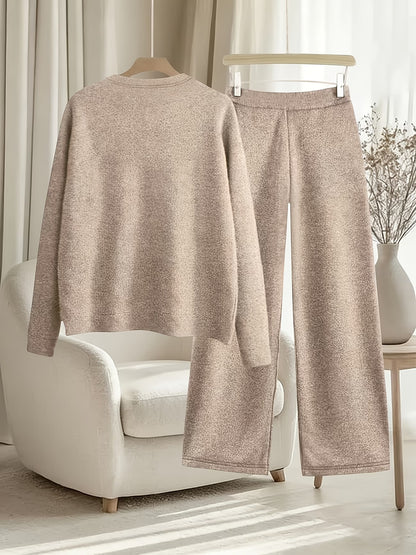 Women’s Casual Full-Sleeve Top & Wide-Leg Pants Set