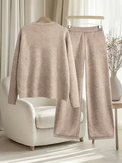 Women’s Casual Full-Sleeve Top & Wide-Leg Pants Set