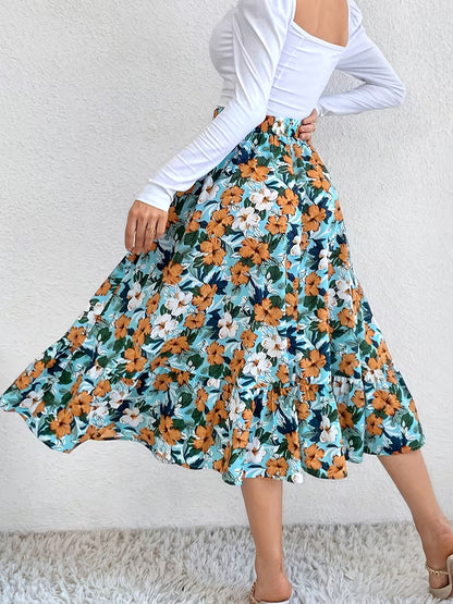 Women's Premium Printed Crop Top & Maxi Skirt Set