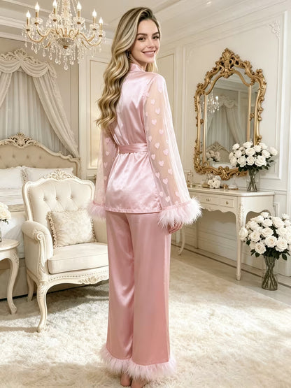 Women's Lace Trim 2-Piece Robe Set | Elegant Luxury Sleepwear