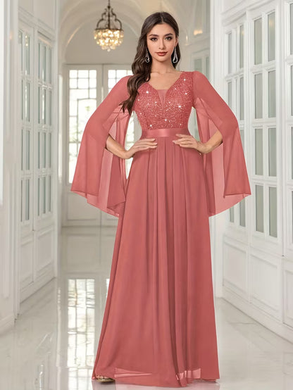 Royal Pearl Sequin Evening Gown