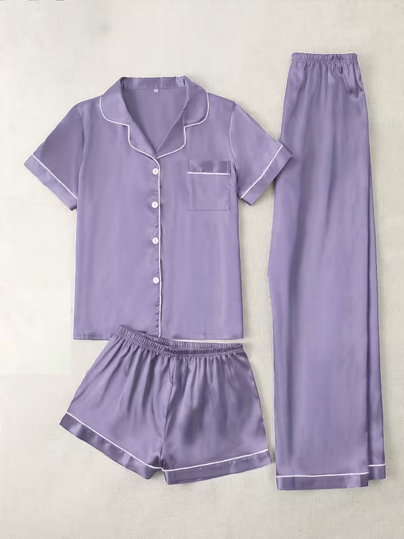 Women's Luxe Satin 3-Piece Sleepwear Set