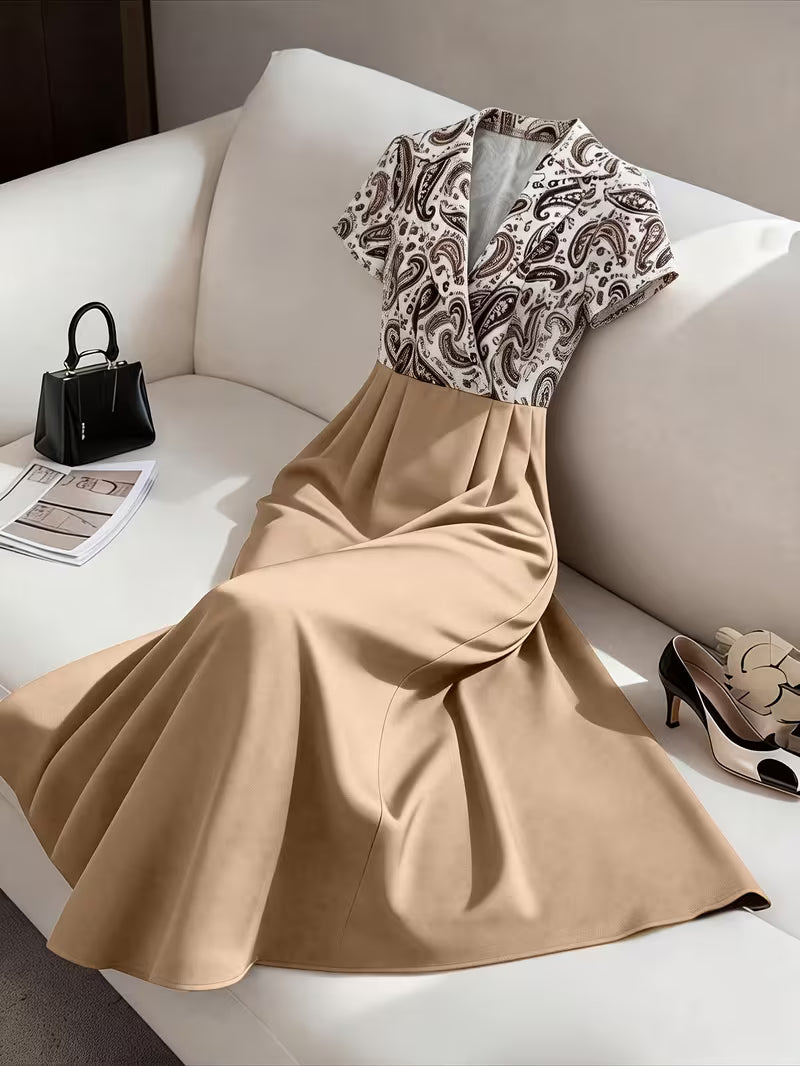 Elegant Floral Patchwork A-Line Dress