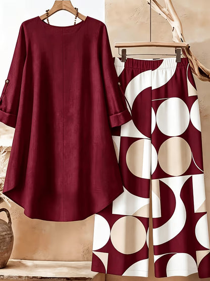 Women’s Relaxed Tunic & Printed Pants Set