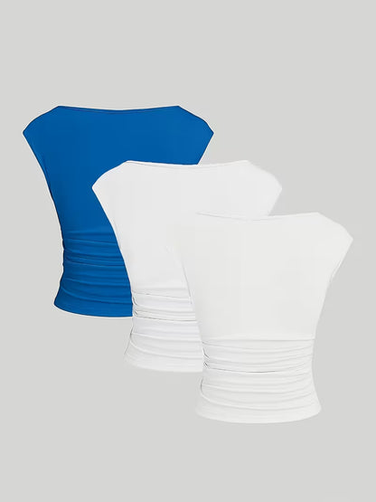 3-Pack of Seamless Stretchable Crop Tops – Soft & Foldable