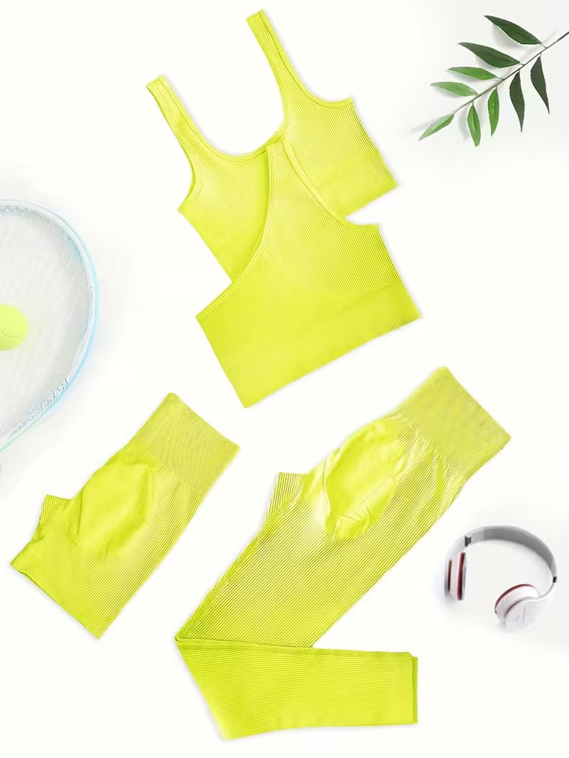 4-Piece Seamless Ribbed Activewear Set