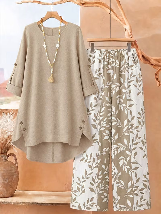 Women’s Relaxed Tunic & Printed Pants Set