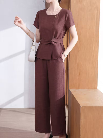 Women's Soft Linen Style Pant Set
