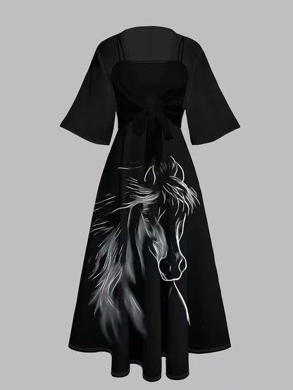 Women's New Summer Fashion Printed 2pcs Dress Set
