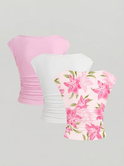 3-Pack of Seamless Stretchable Crop Tops – Soft & Foldable