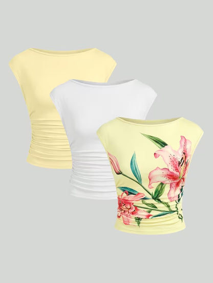 3-Pack of Seamless Stretchable Crop Tops – Soft & Foldable