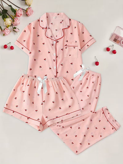Women's Luxe Satin 3-Piece Sleepwear Set