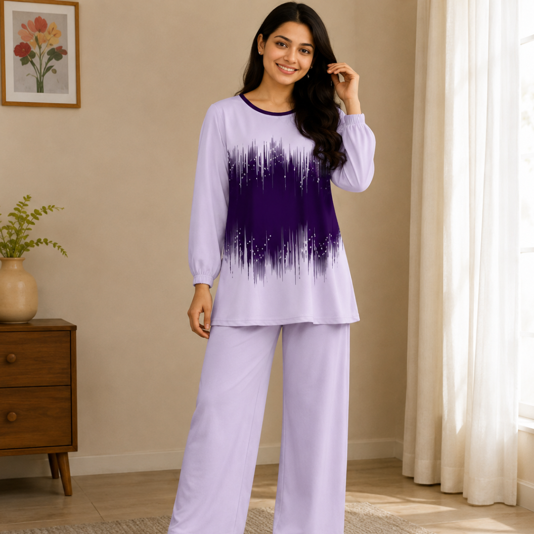 Elegant Monochrome Tunic & Wide-Leg Pants Set