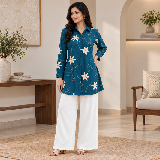 Women’s Floral Printed Shirt & Pants Set