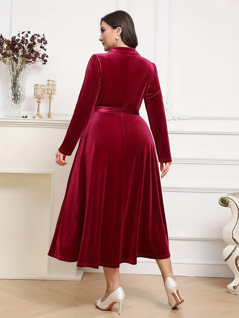 Women's Velvet Mermaid Maxi Dress | Elegant V-Neck Evening Gown