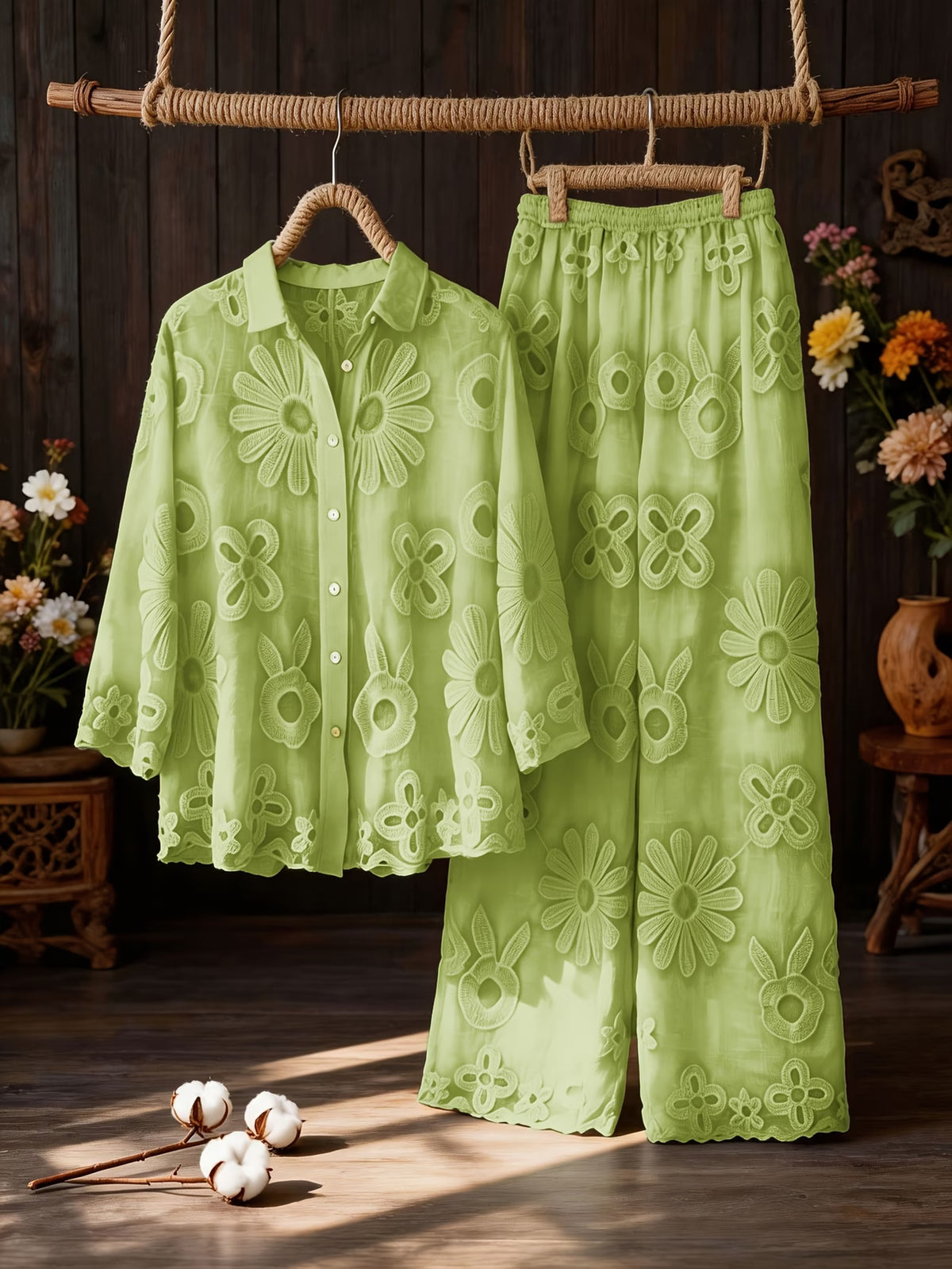 Women’s Floral Printed Shirt Pant Set