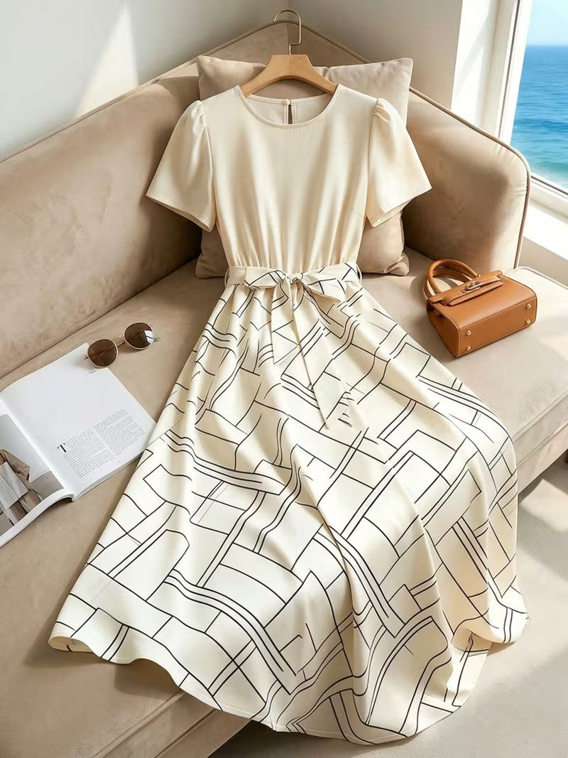 Elegant Ruffle V-Neck A-Line Dress