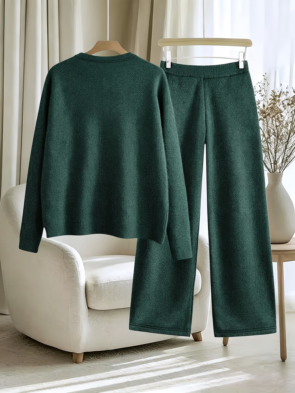 Women’s Casual Full-Sleeve Top & Wide-Leg Pants Set