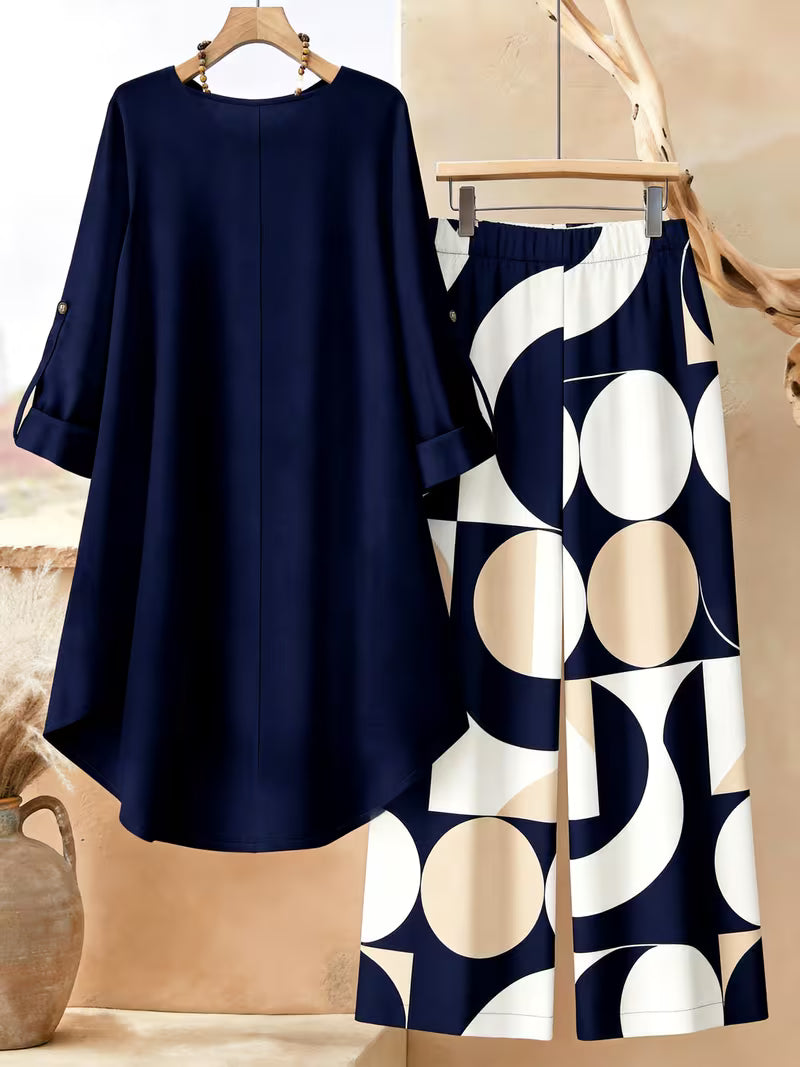 Women’s Relaxed Tunic & Printed Pants Set