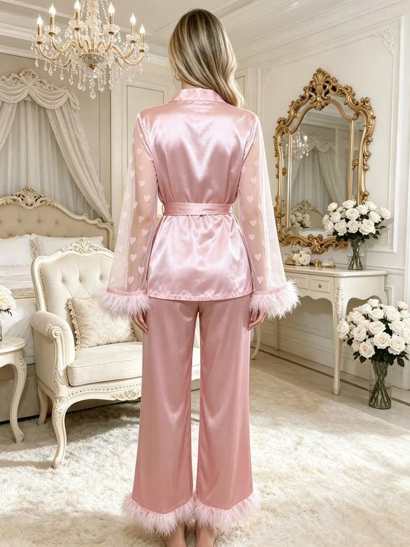Women's Lace Trim 2-Piece Robe Set | Elegant Luxury Sleepwear
