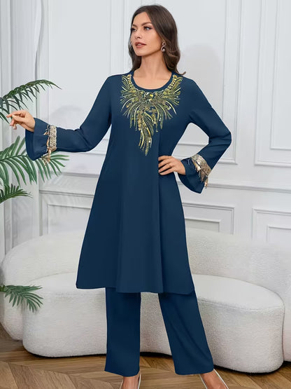 Royal Embroidered Sequin Ladies' Suit