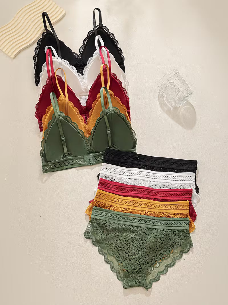Pack of 5 Women's Bra & Panty Set – Soft Comfortable Everyday Lingerie Combo