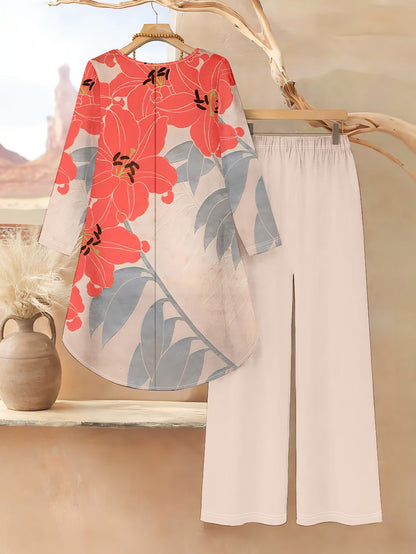 Floral Elegance Long Sleeve Co-Ord Set