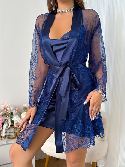 Semi-Sheer Lace Sleepwear Set