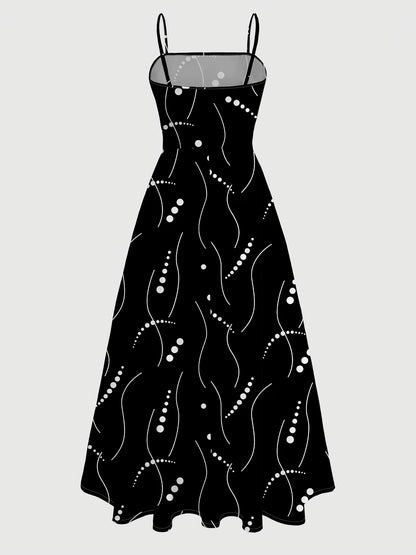 Elegant Wave Dot Printed Dress Set