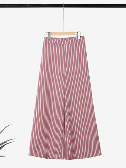 Women's Striped 2-Piece Co-Ord Set | Long Sleeve Shirt & Straight Pants