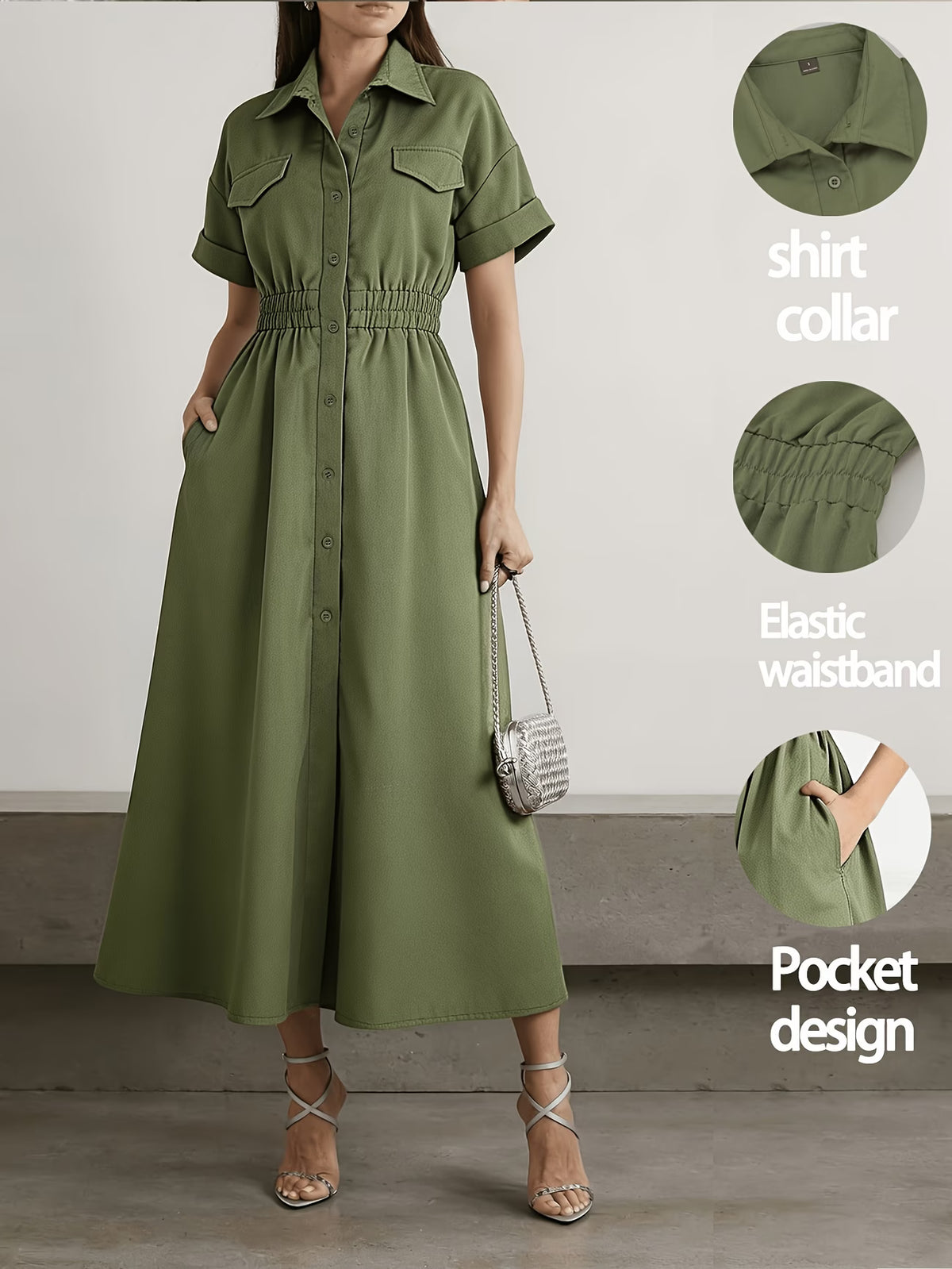 Women’s Elegant Utility Shirt Dress