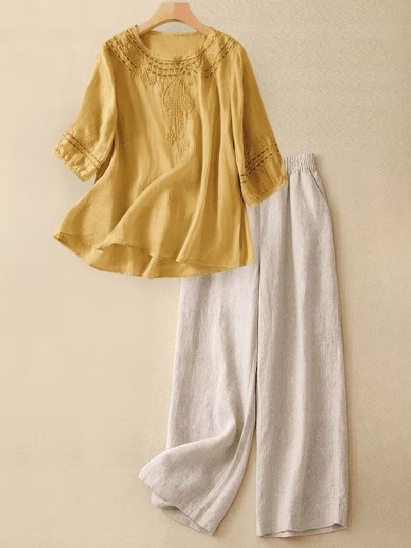Women's Embroidered Loose Fit Outfit Set