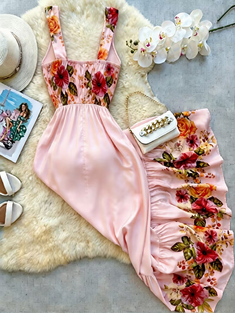 Women's Floral V-Neck Vacation Dress