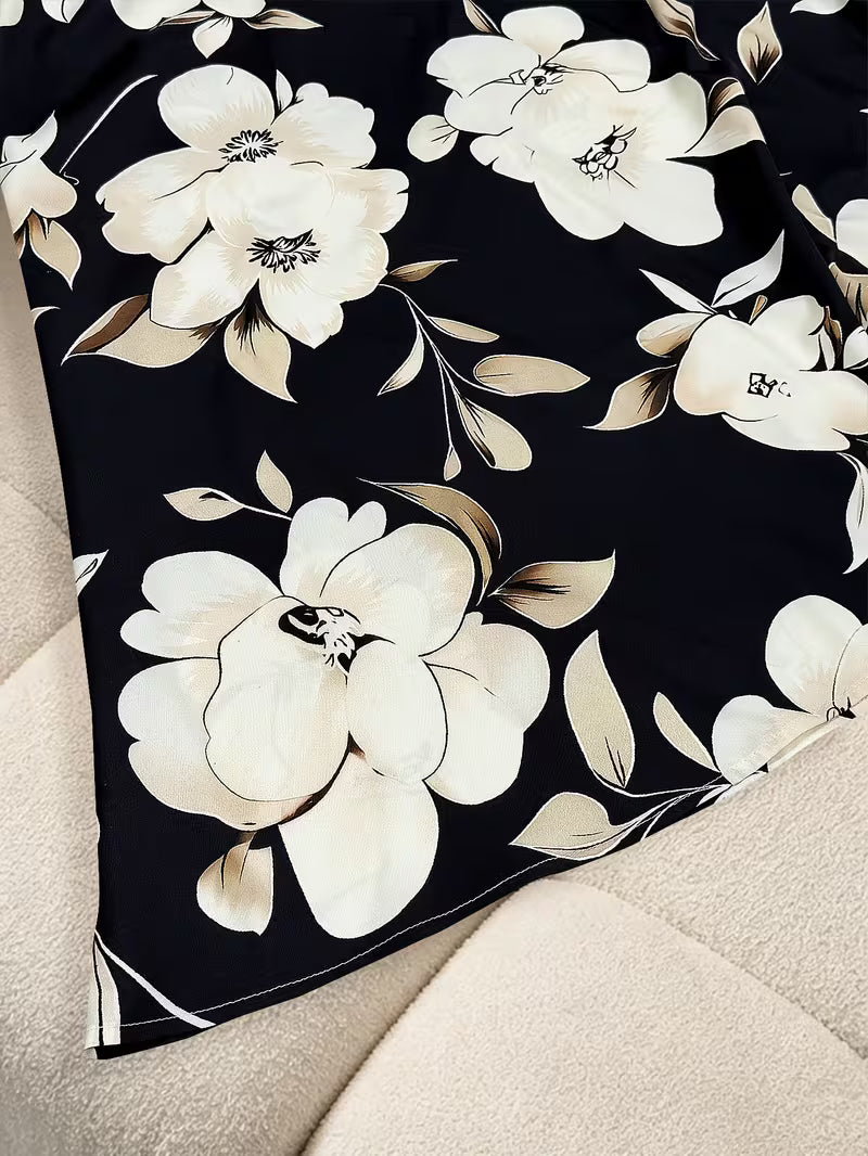 Elegant Floral Patchwork A-Line Dress