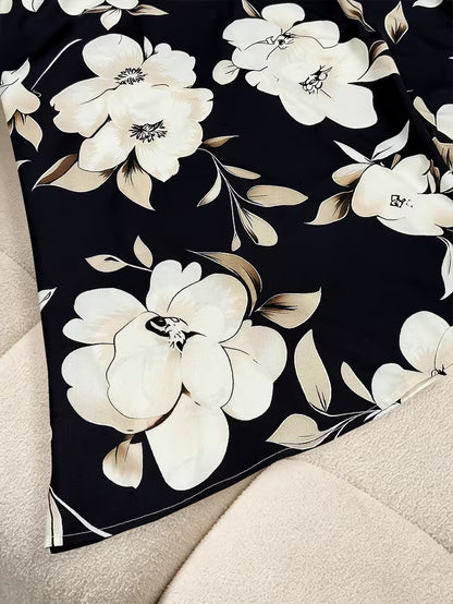 Elegant Floral Patchwork A-Line Dress