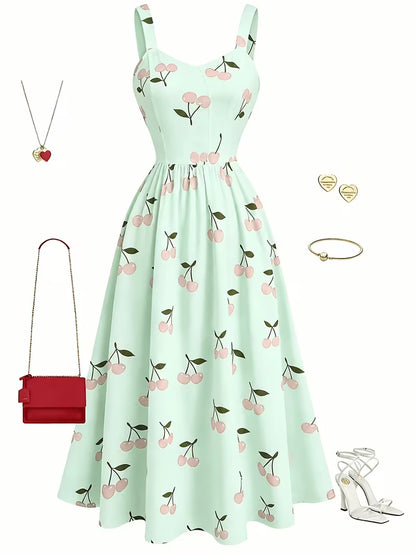 Women's Premium Floral Tie Strap Midi Dress