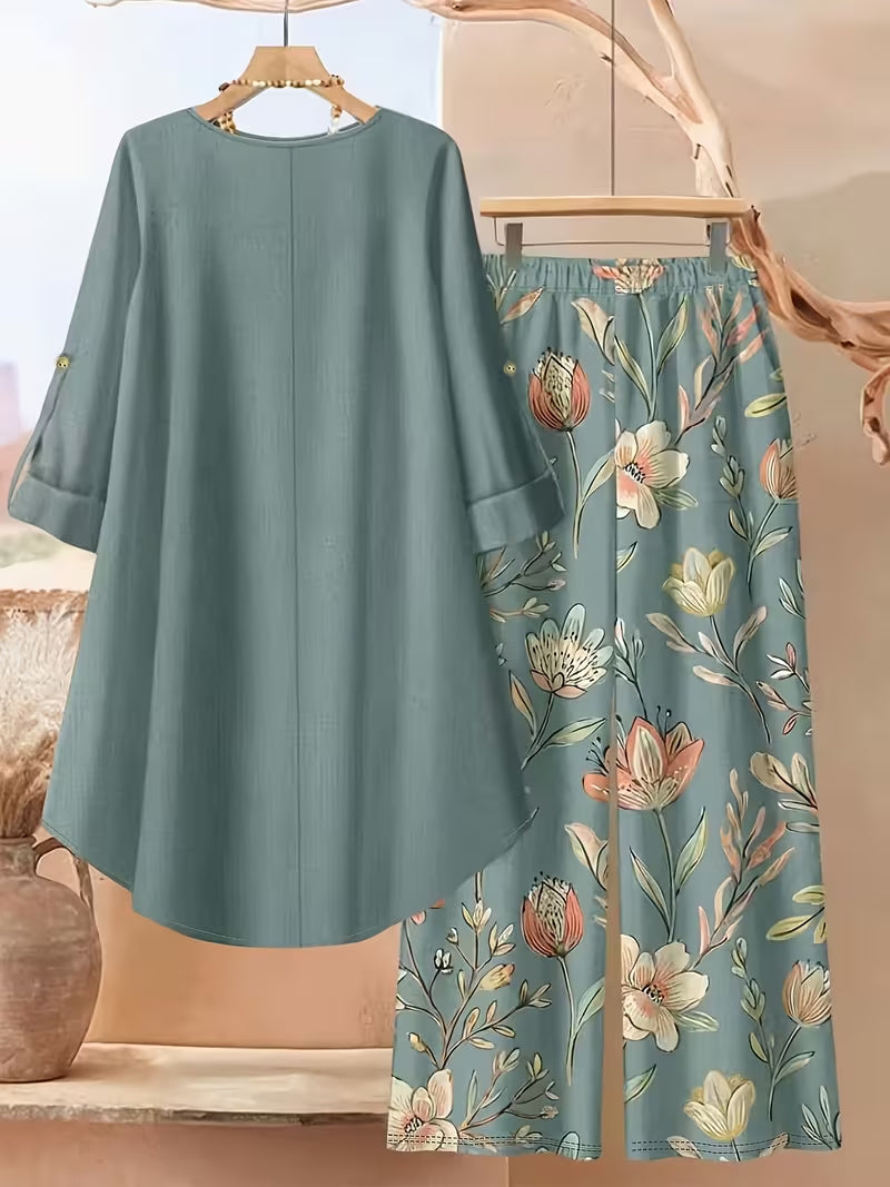 Women’s Relaxed Tunic & Printed Pants Set