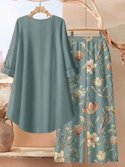 Women’s Relaxed Tunic & Printed Pants Set