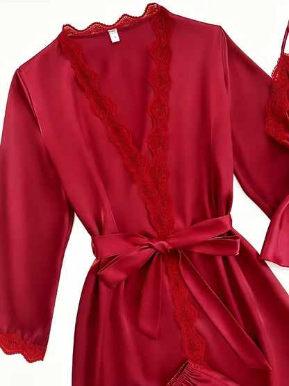Women's Luxe Satin 3-Piece Sleepwear Set