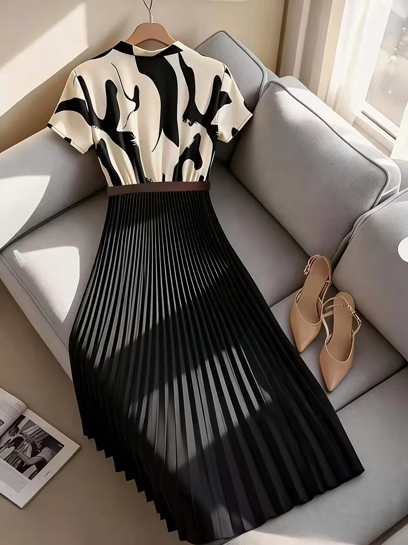 Elegant Ruffle V-Neck A-Line Dress